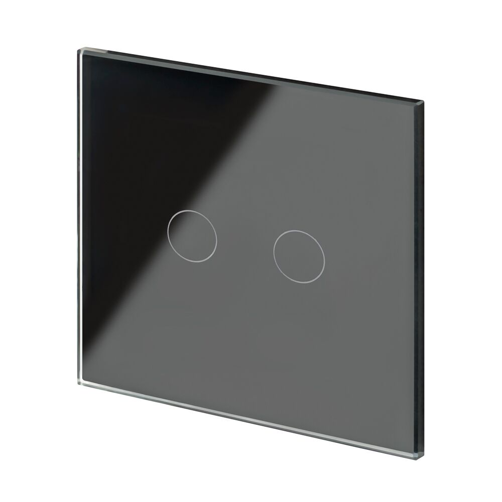 Crystal PG 2 Gang Touch Light Switch Black